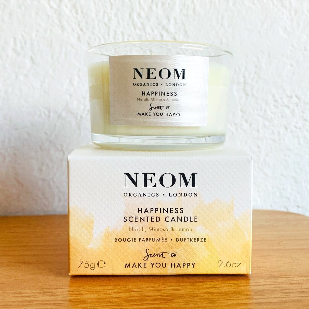 [3 for $50] BNIB. NEOM Happiness Candle (2.6 oz. 75 g) Organic & All Natural